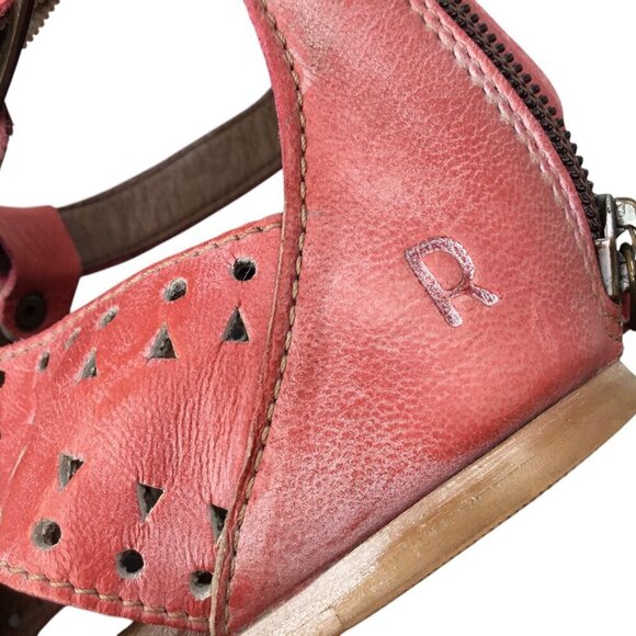 Roan by Bed Stu Kit Cutout Gladiator Leather Sandals Ankle Zip Back Size 7 Flats - Picture 9 of 12